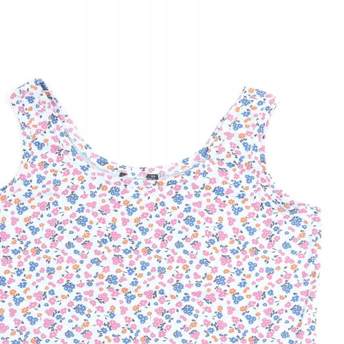 Marks and Spencer Womens Blue Fair Isle Cotton Basic Tank Size 20 Scoop Neck