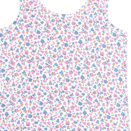 Marks and Spencer Womens Blue Fair Isle Cotton Basic Tank Size 20 Scoop Neck