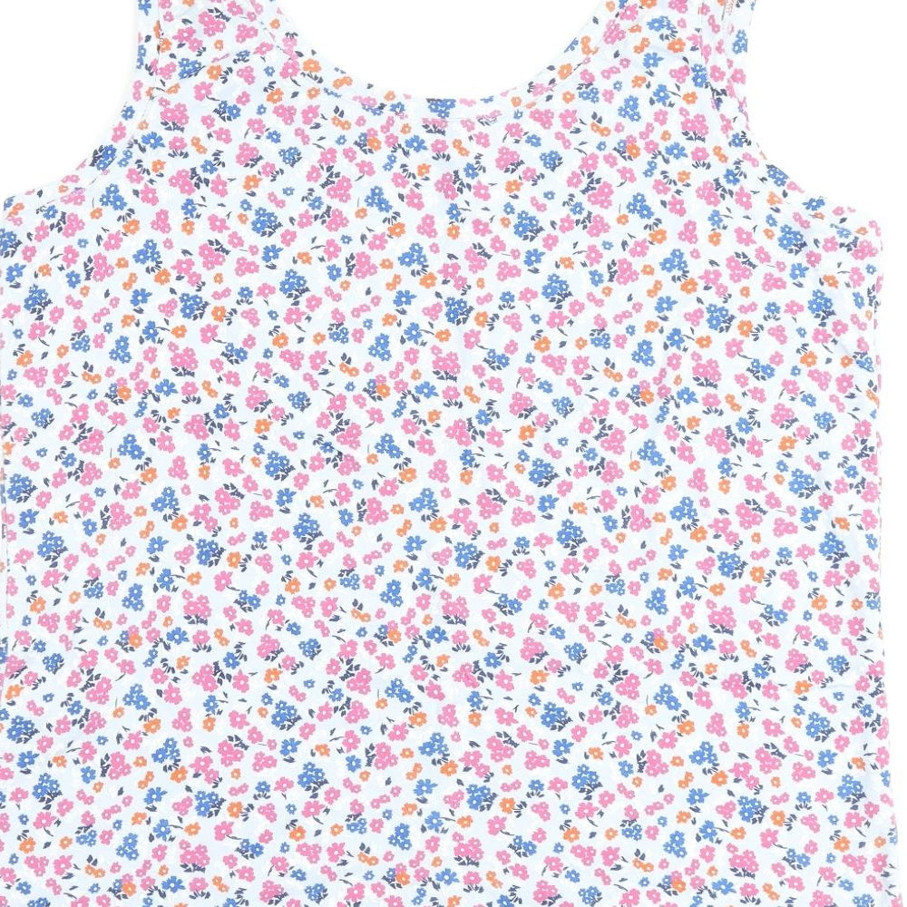 Marks and Spencer Womens Blue Fair Isle Cotton Basic Tank Size 20 Scoop Neck