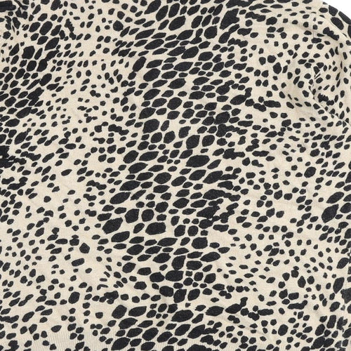 Marks and Spencer Womens Brown Round Neck Animal Print Viscose Cardigan Jumper Size 12