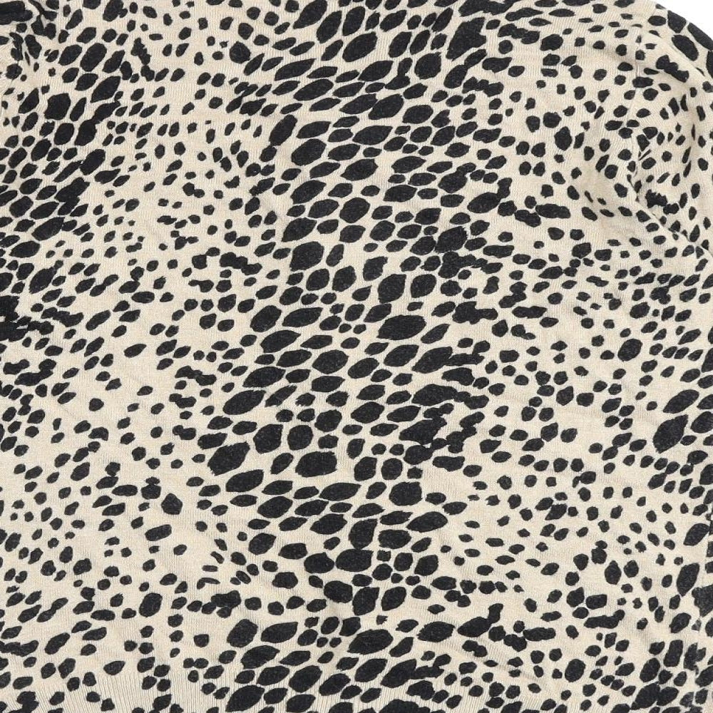 Marks and Spencer Womens Brown Round Neck Animal Print Viscose Cardigan Jumper Size 12