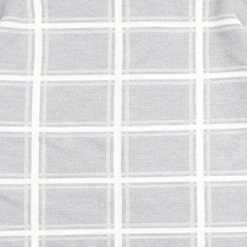 Marks and Spencer Womens Grey High Neck Check Acrylic Pullover Jumper Size 12