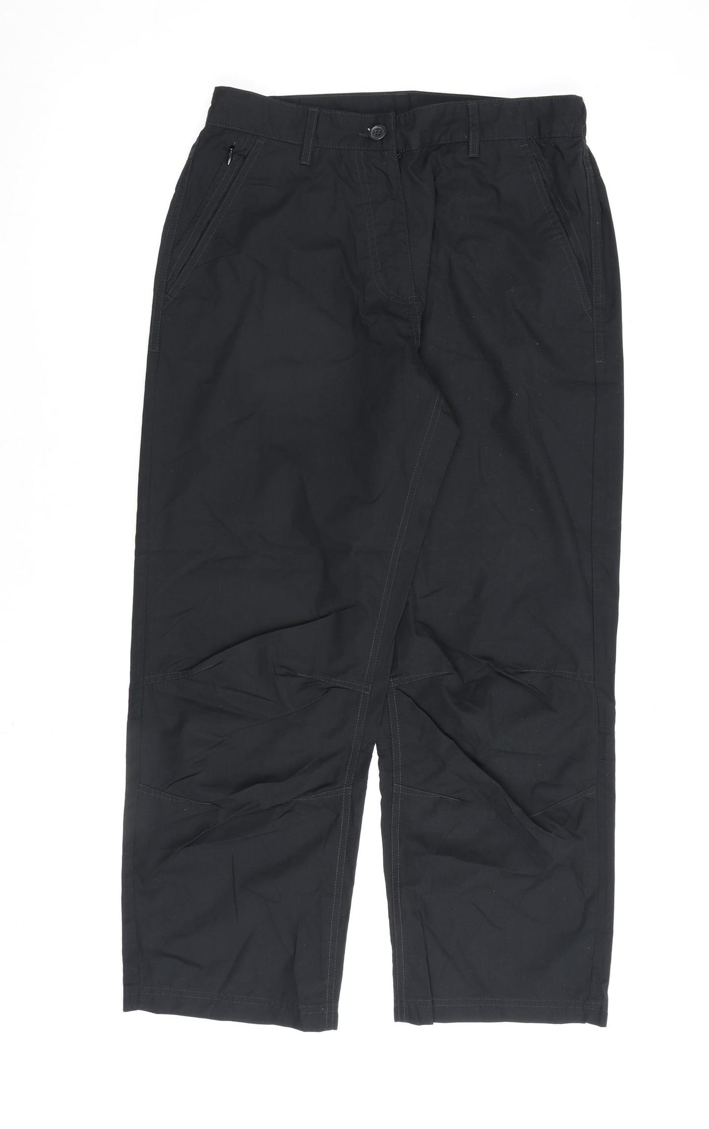 Peter Storm Womens Black Cotton Trousers Size 12 L27 in Regular Zip