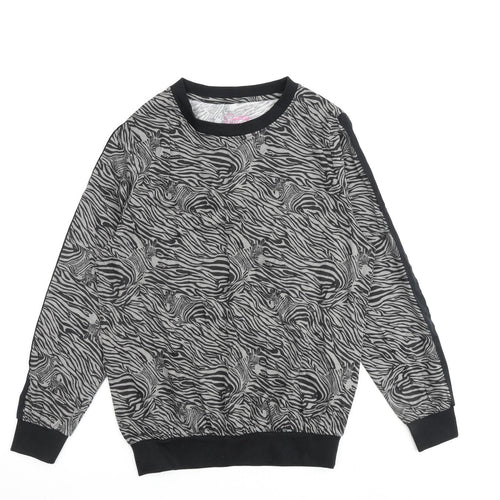 Pretty Secrets Womens Grey Animal Print Polyester Pullover Sweatshirt Size 8 Pullover