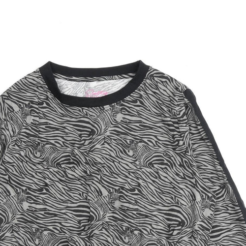 Pretty Secrets Womens Grey Animal Print Polyester Pullover Sweatshirt Size 8 Pullover