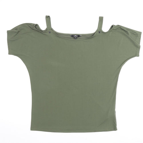 Julien Macdonald Womens Green Polyester Basic Blouse Size 16 Square Neck