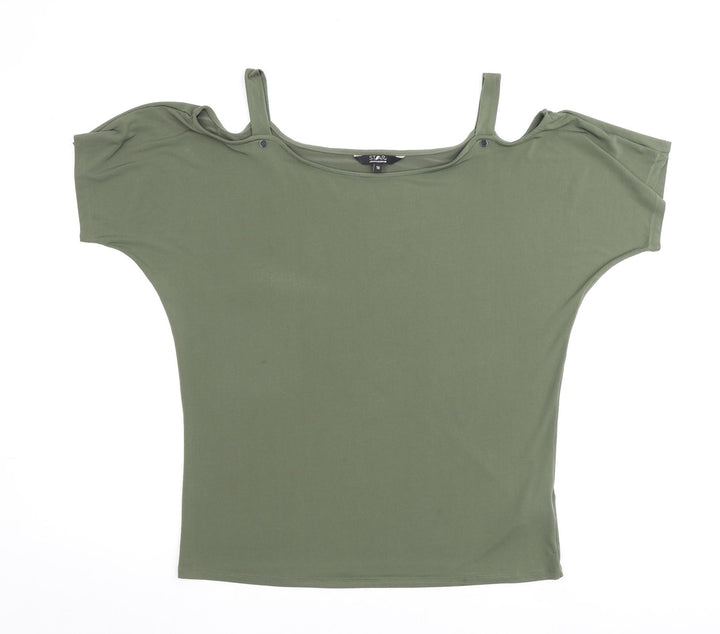 Julien Macdonald Womens Green Polyester Basic Blouse Size 16 Square Neck