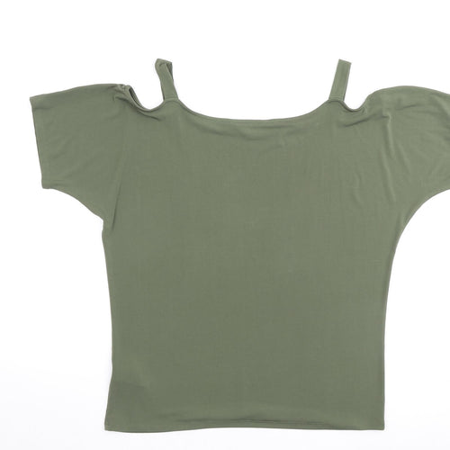 Julien Macdonald Womens Green Polyester Basic Blouse Size 16 Square Neck