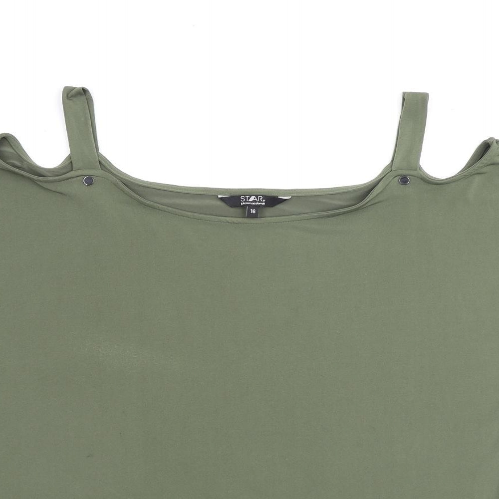 Julien Macdonald Womens Green Polyester Basic Blouse Size 16 Square Neck