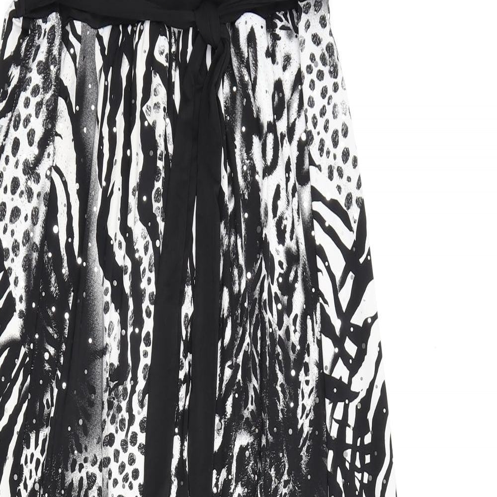 New Look Womens Black Geometric Polyester A-Line Size 16 Off the Shoulder Pullover