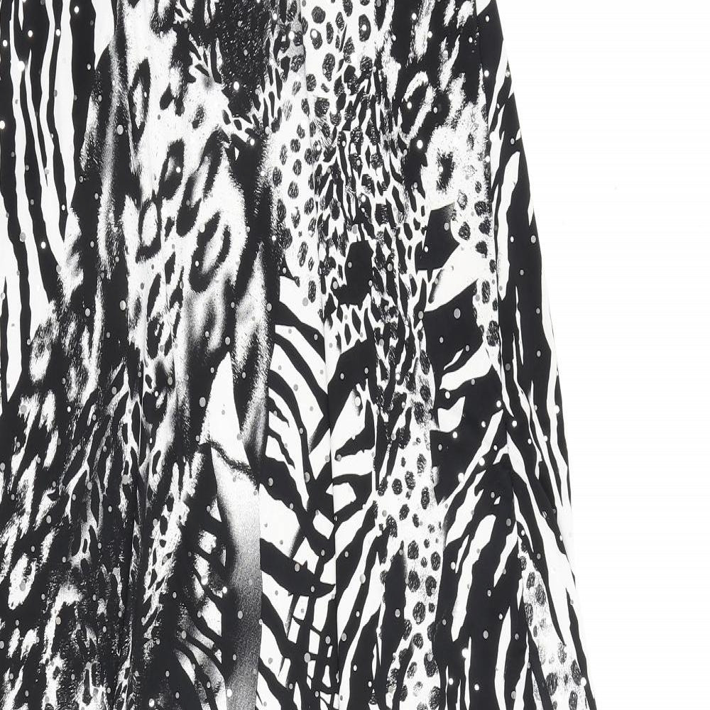 New Look Womens Black Geometric Polyester A-Line Size 16 Off the Shoulder Pullover