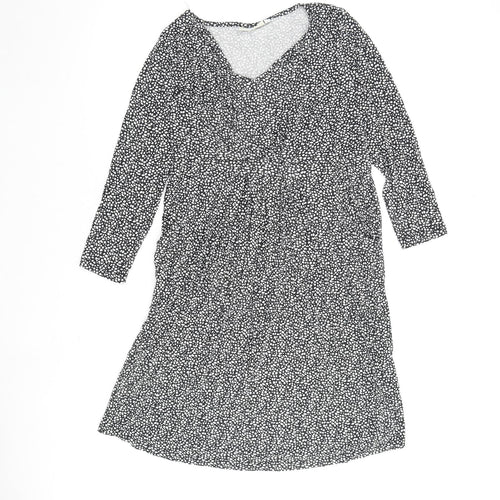 JoJo Maman Bébé Womens Black Geometric Viscose A-Line Size S V-Neck Pullover