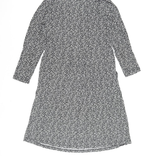 JoJo Maman Bébé Womens Black Geometric Viscose A-Line Size S V-Neck Pullover