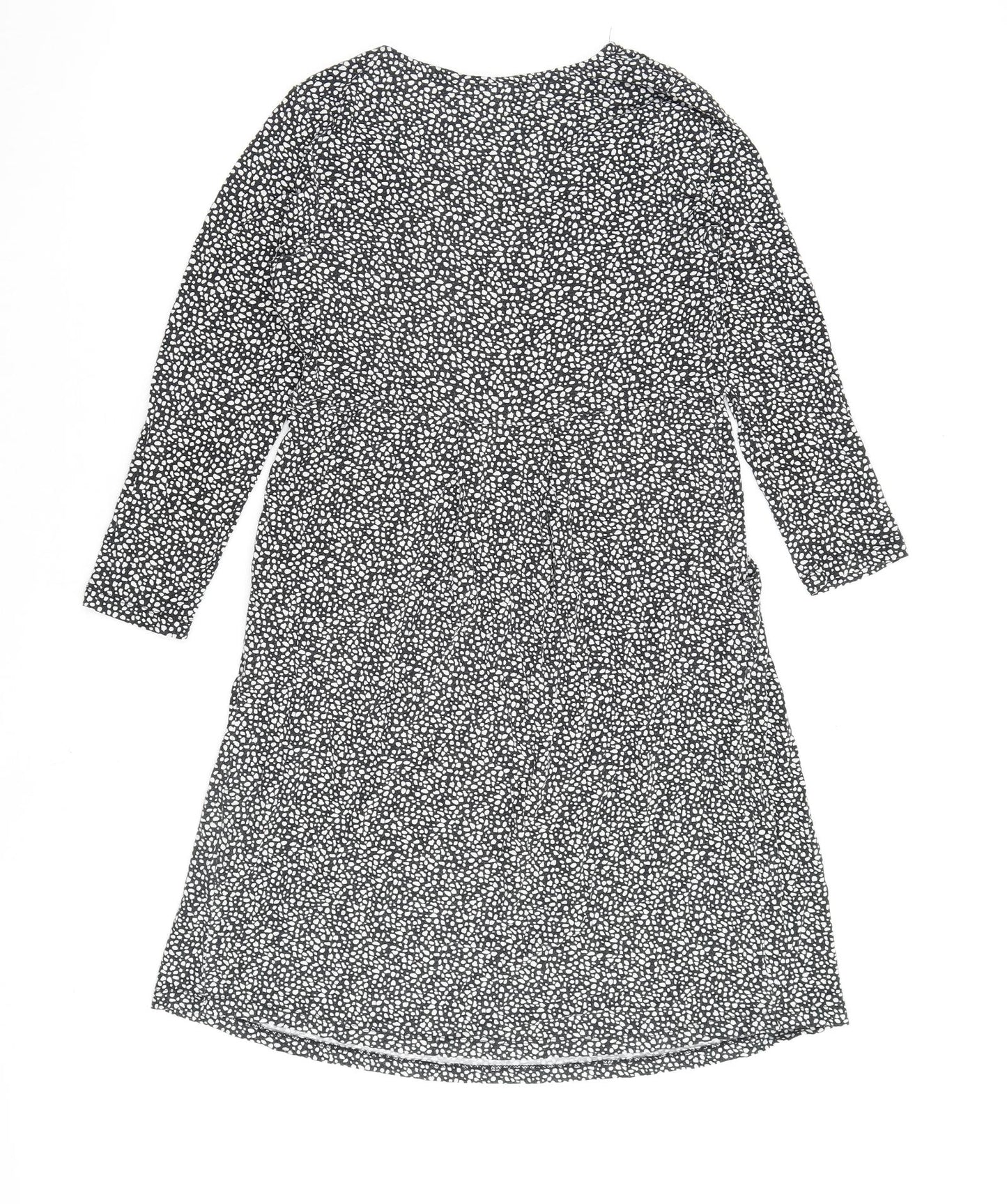 JoJo Maman Bébé Womens Black Geometric Viscose A-Line Size S V-Neck Pullover