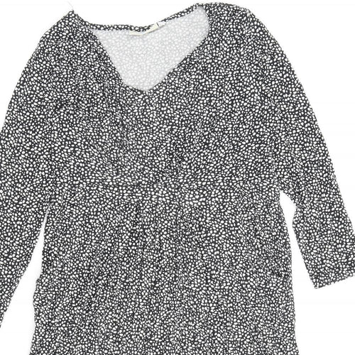 JoJo Maman Bébé Womens Black Geometric Viscose A-Line Size S V-Neck Pullover