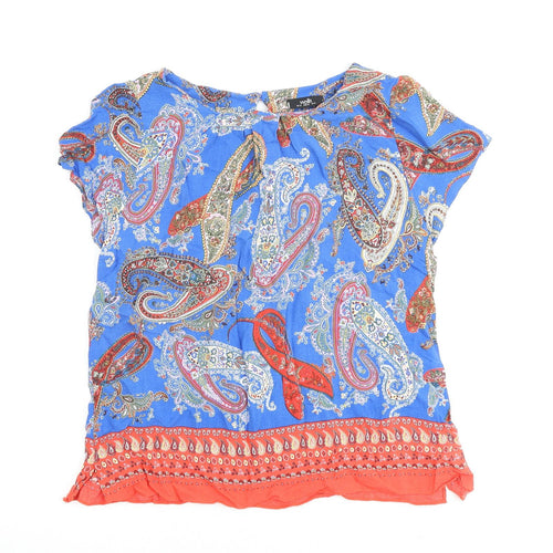Wallis Womens Multicoloured Geometric Viscose Basic Blouse Size 14 V-Neck