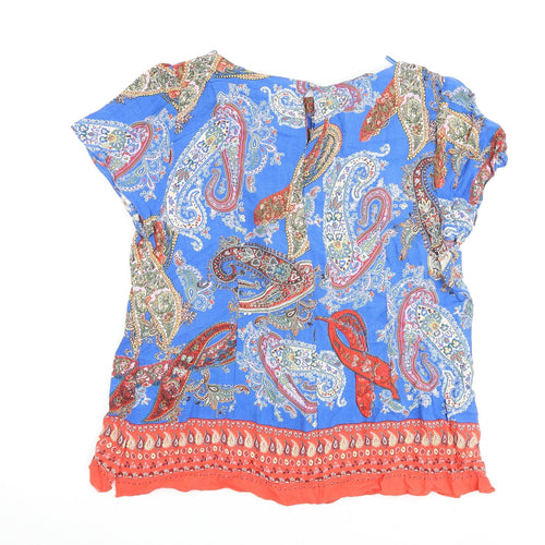 Wallis Womens Multicoloured Geometric Viscose Basic Blouse Size 14 V-Neck