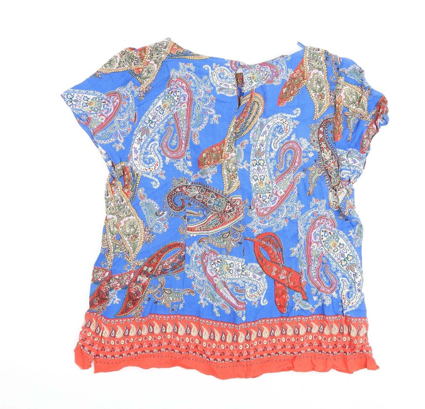 Wallis Womens Multicoloured Geometric Viscose Basic Blouse Size 14 V-Neck