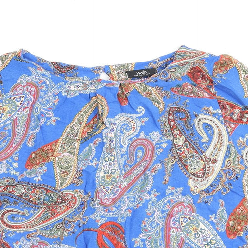Wallis Womens Multicoloured Geometric Viscose Basic Blouse Size 14 V-Neck