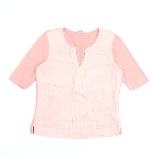 Sandwich Womens Pink 100% Cotton Basic Blouse Size 6 V-Neck