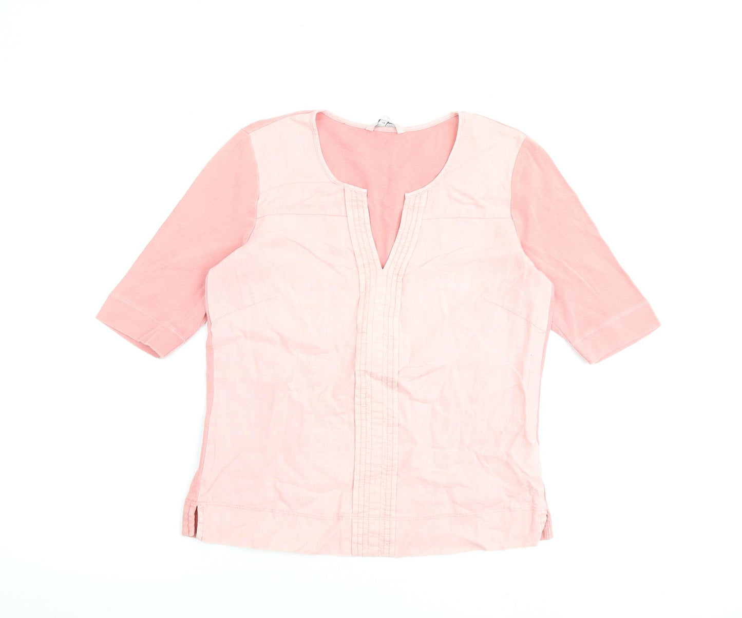Sandwich Womens Pink 100% Cotton Basic Blouse Size 6 V-Neck