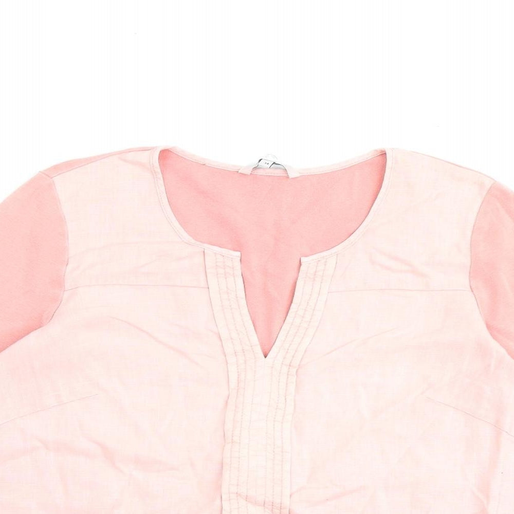 Sandwich Womens Pink 100% Cotton Basic Blouse Size 6 V-Neck