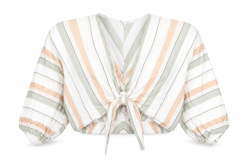 Zara Womens Multicoloured Striped Polyester Basic Blouse Size XS V-Neck