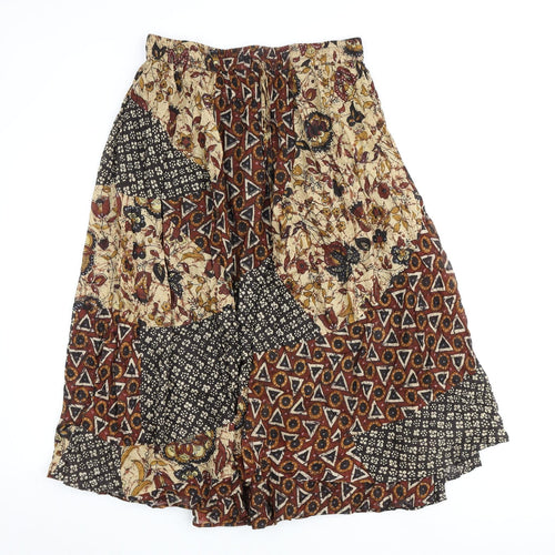Tayberry Womens Brown Geometric Polyester A-Line Skirt Size L