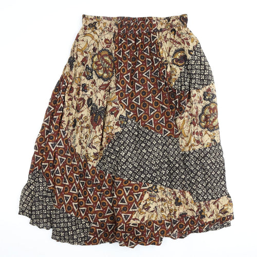 Tayberry Womens Brown Geometric Polyester A-Line Skirt Size L