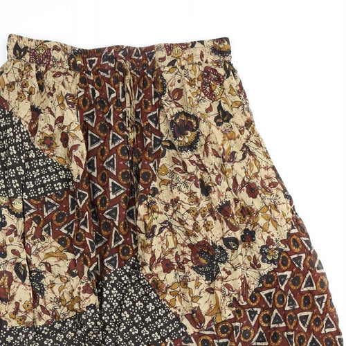 Tayberry Womens Brown Geometric Polyester A-Line Skirt Size L
