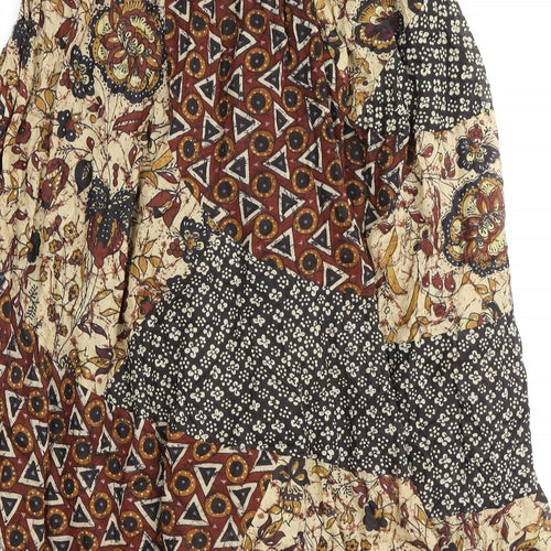Tayberry Womens Brown Geometric Polyester A-Line Skirt Size L