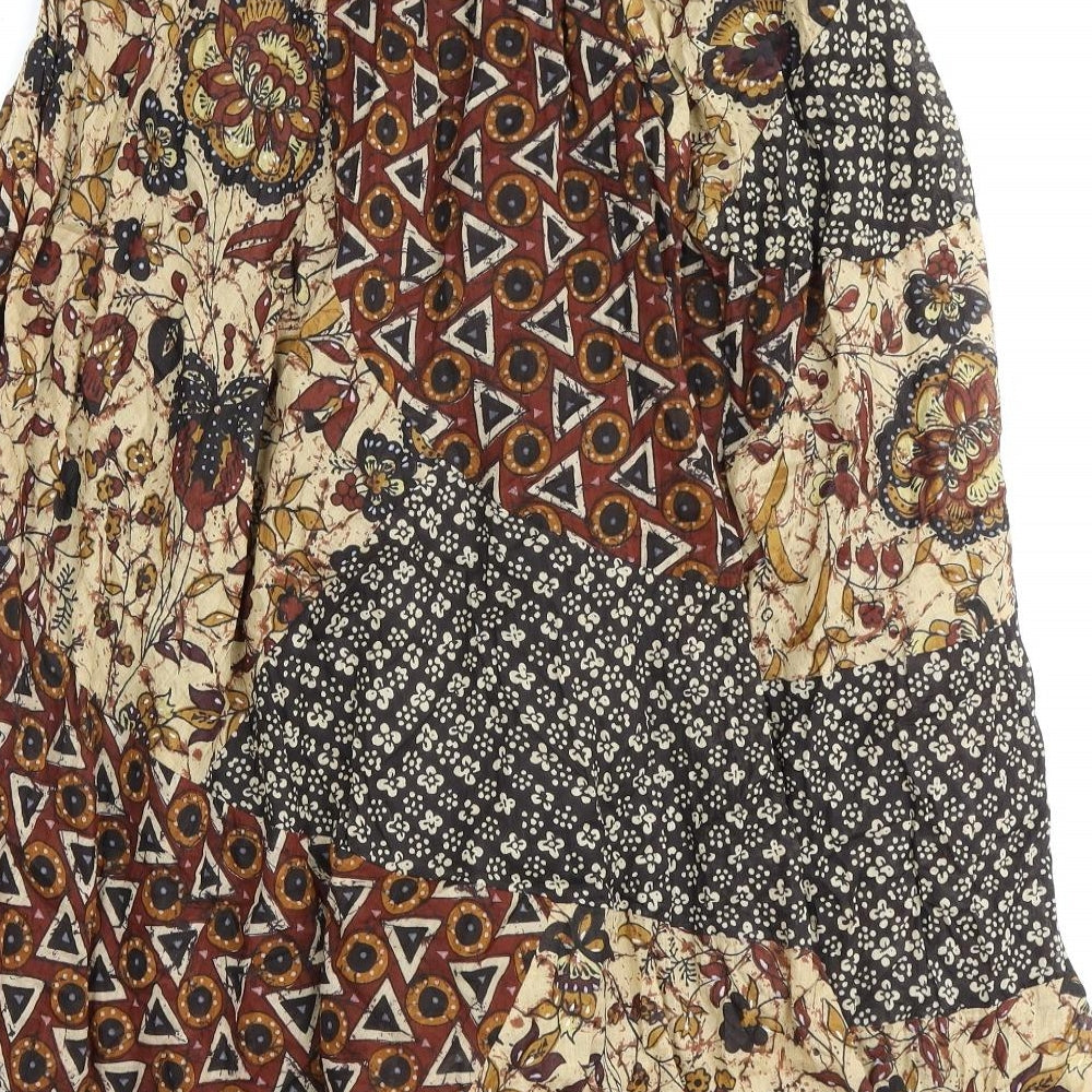 Tayberry Womens Brown Geometric Polyester A-Line Skirt Size L