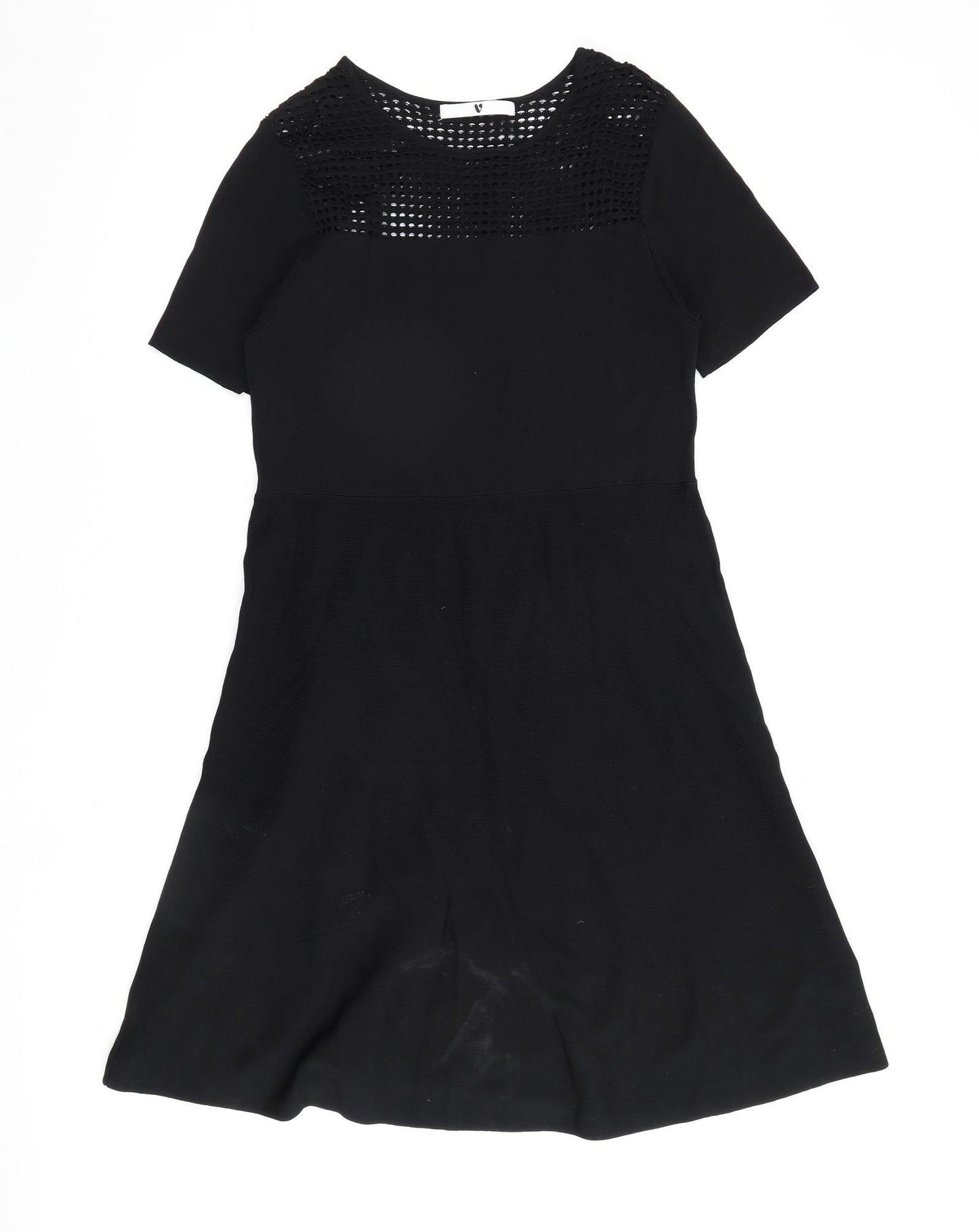 Very Womens Black Viscose A-Line Size 14 Round Neck Pullover