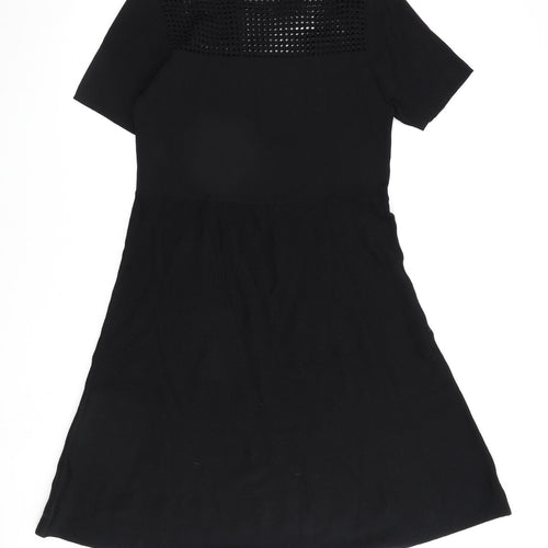 Very Womens Black Viscose A-Line Size 14 Round Neck Pullover