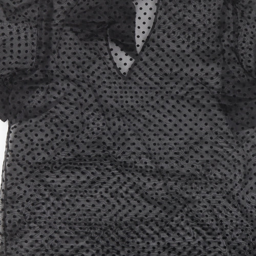 River Island Womens Black Polka Dot Polyester Basic Blouse Size 16 Mock Neck