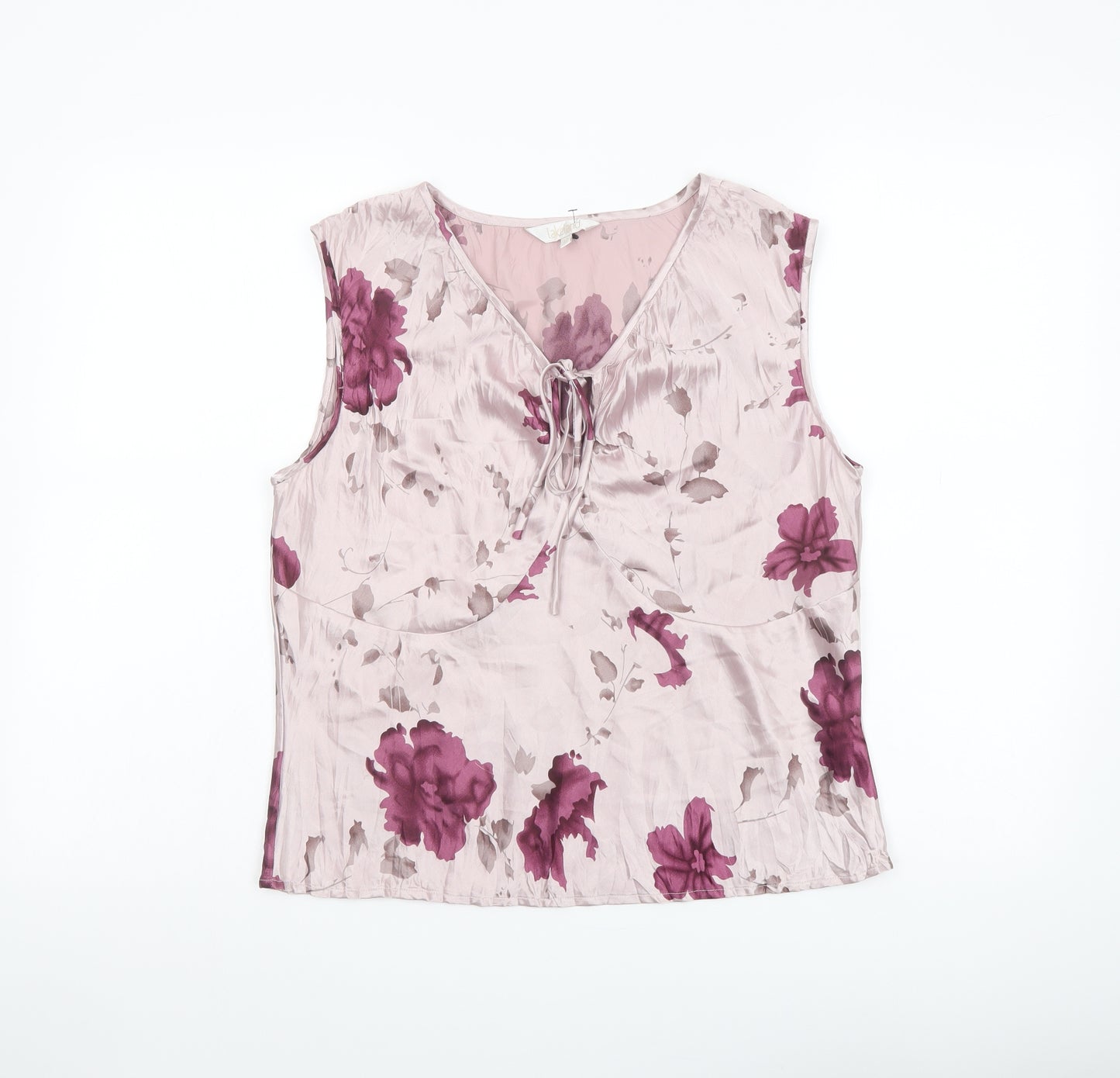 Lakeland Womens Pink Floral Polyester Basic Blouse Size 12 V-Neck