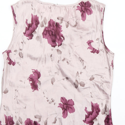 Lakeland Womens Pink Floral Polyester Basic Blouse Size 12 V-Neck