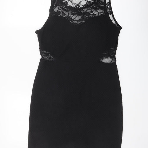 Quiz Womens Black Polyester Pencil Dress Size 16 Round Neck Pullover