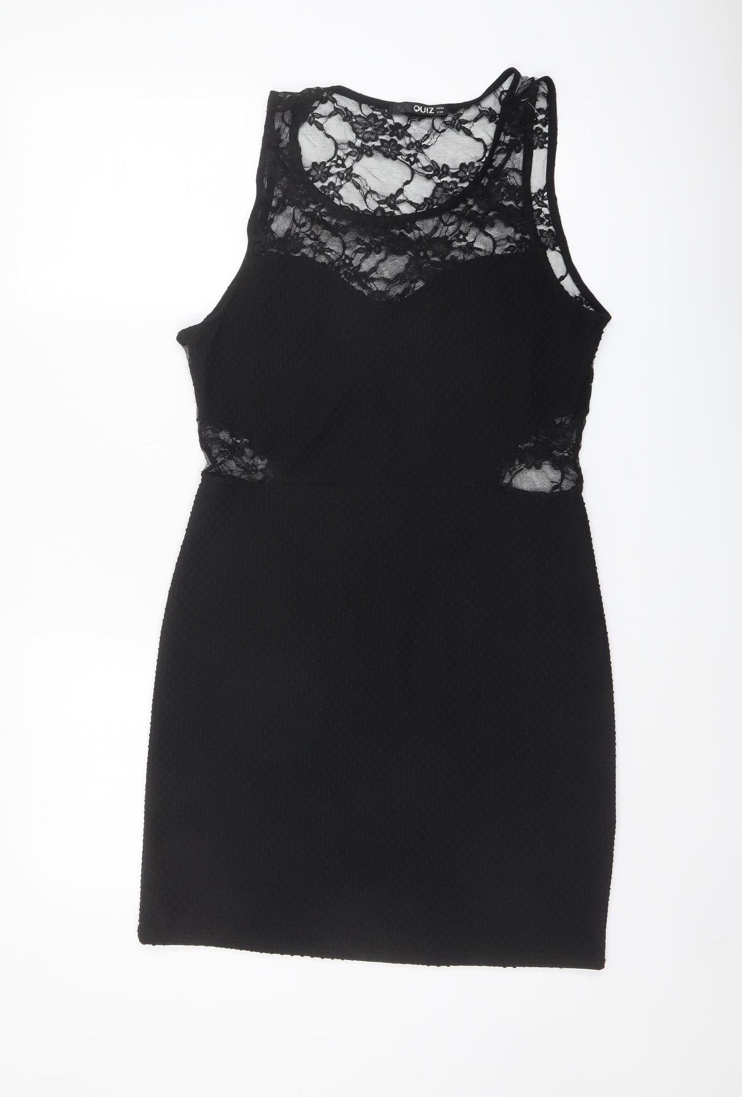 Quiz Womens Black Polyester Pencil Dress Size 16 Round Neck Pullover