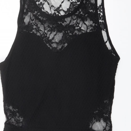 Quiz Womens Black Polyester Pencil Dress Size 16 Round Neck Pullover