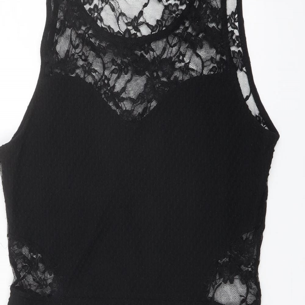 Quiz Womens Black Polyester Pencil Dress Size 16 Round Neck Pullover