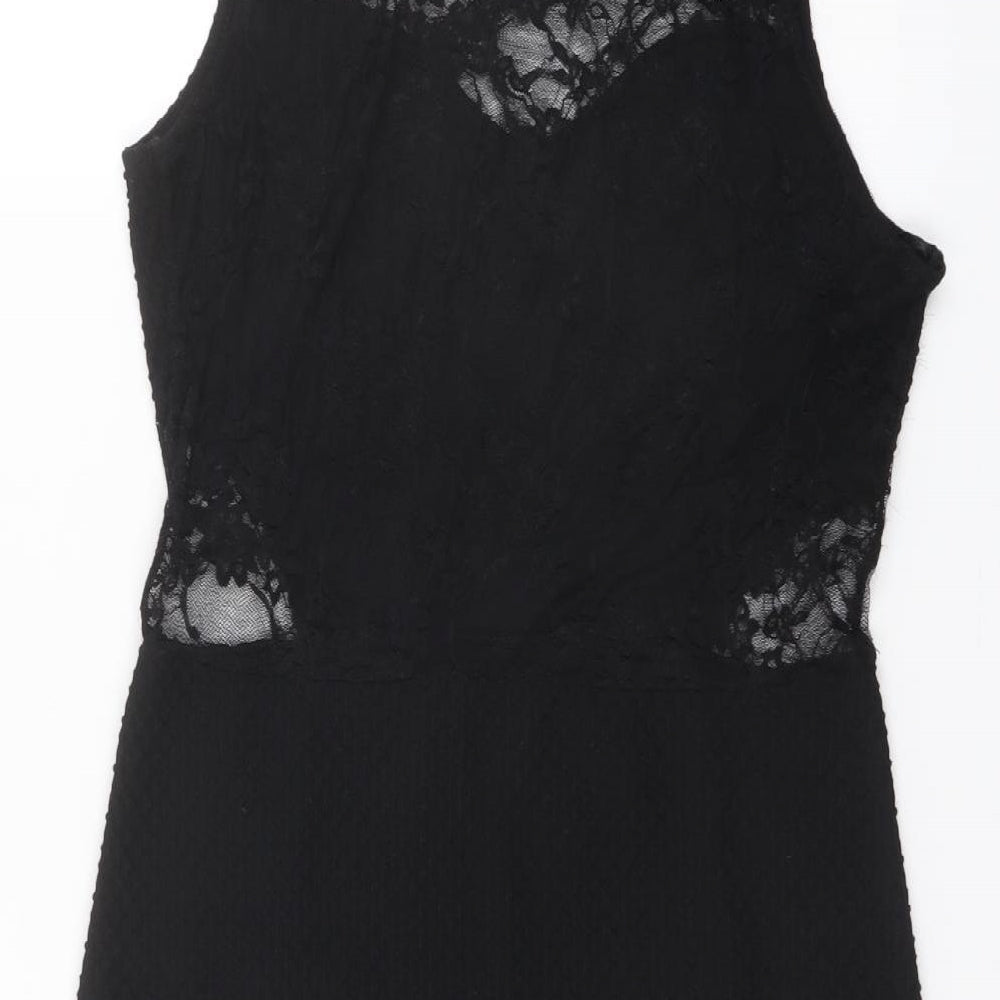 Quiz Womens Black Polyester Pencil Dress Size 16 Round Neck Pullover