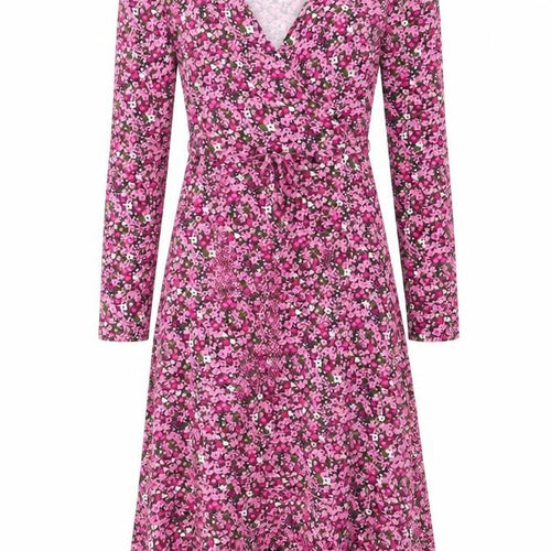 Marks and Spencer Womens Pink Floral Viscose A-Line Size 6 V-Neck Pullover