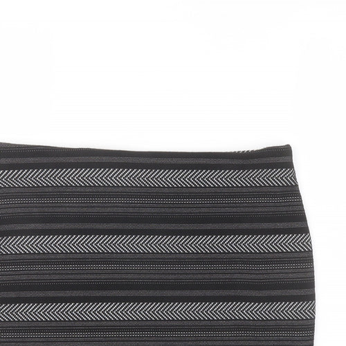 New Look Womens Black Striped Polyester Bandage Skirt Size 14