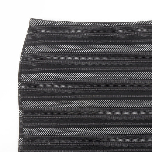 New Look Womens Black Striped Polyester Bandage Skirt Size 14