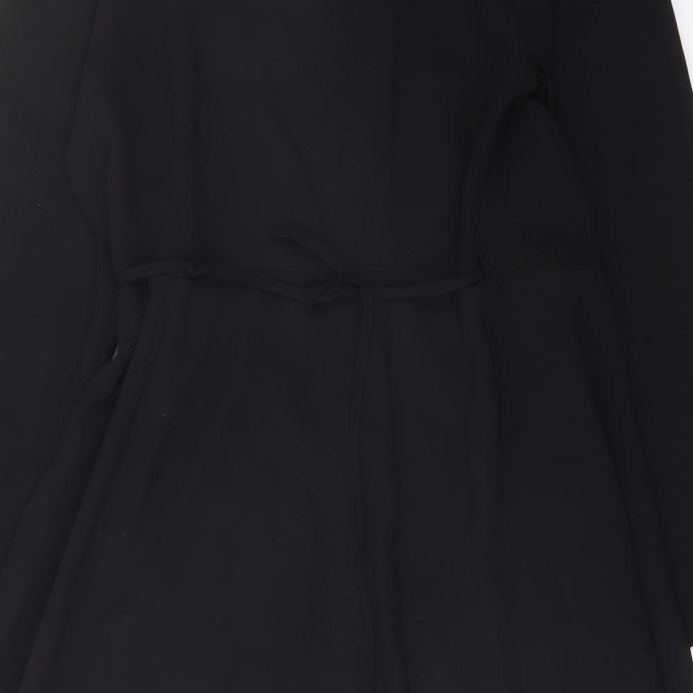 Topshop Womens Black Polyester Wrap Dress Size 12 V-Neck Tie