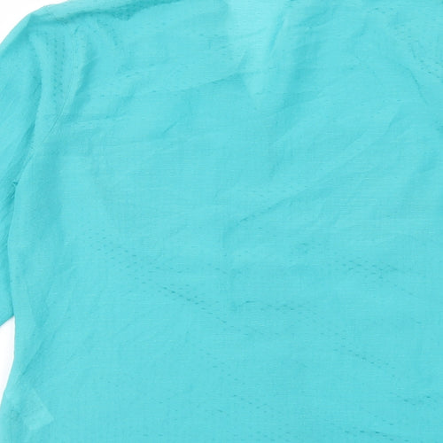 Marks and Spencer Womens Green Polyester Basic Button-Up Size 12 V-Neck