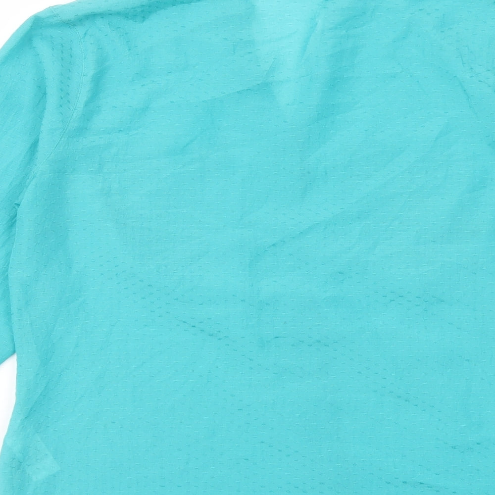Marks and Spencer Womens Green Polyester Basic Button-Up Size 12 V-Neck