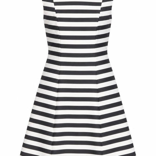 Zara Womens Blue Striped Cotton A-Line Size S Boat Neck Zip