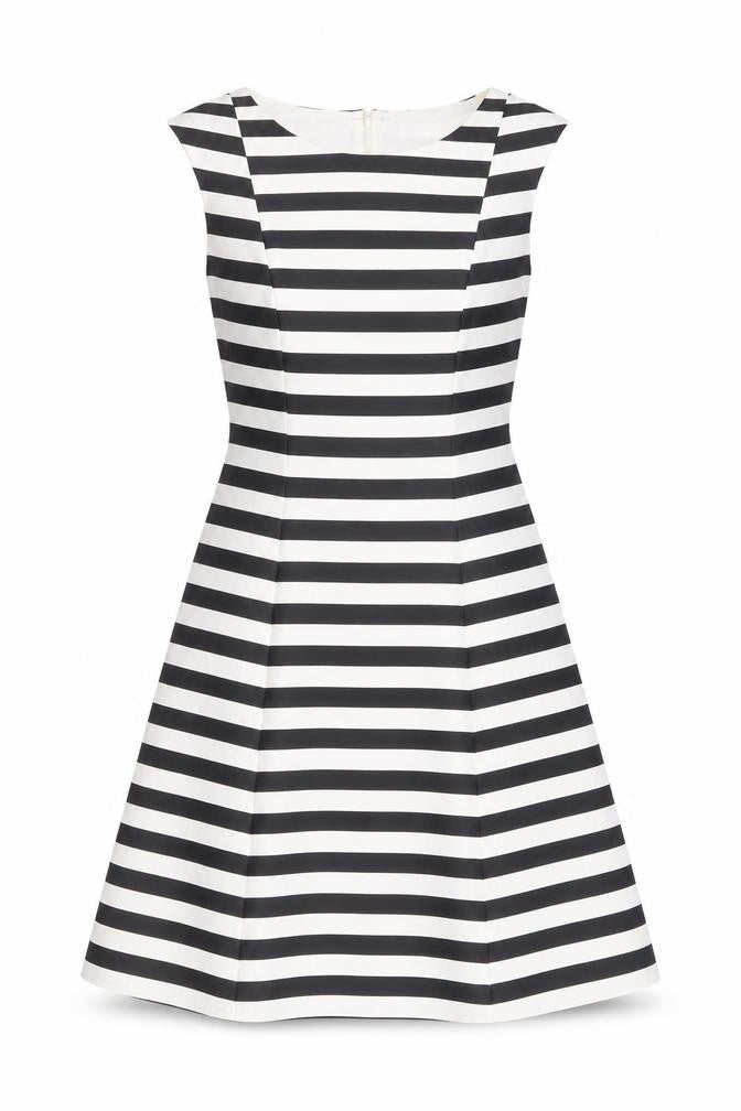 Zara Womens Blue Striped Cotton A-Line Size S Boat Neck Zip